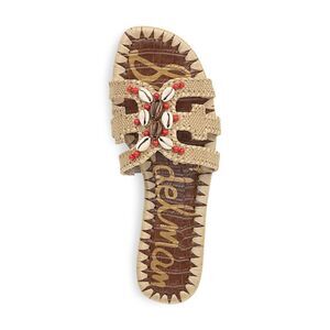 NWT SAM EDELMAN Womens Brown 1/2" Block Beads Bradie  Slide Sandals 6.5 M